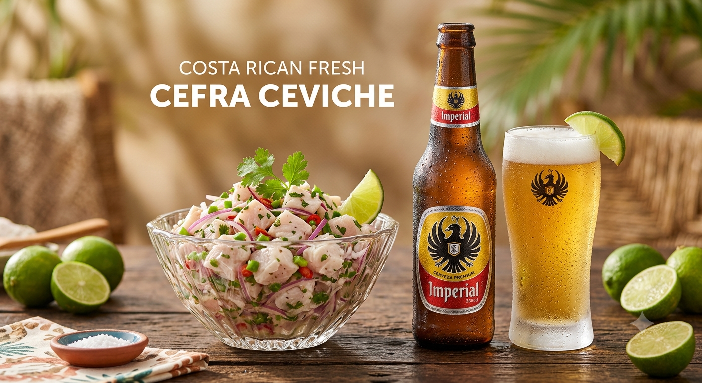 Ceviche + cerveza Imperial por ₡4000