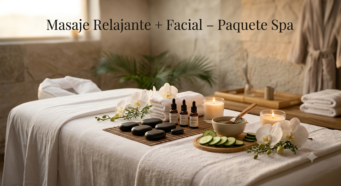 Masaje relajante + facial: paquete spa